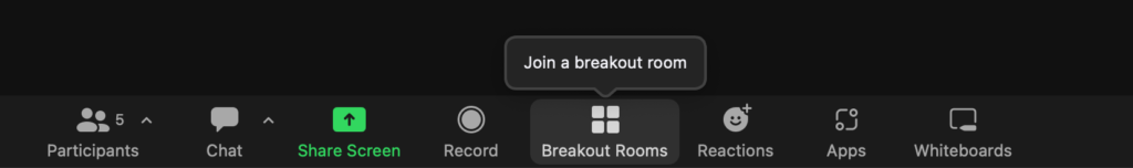 Breakout room menu